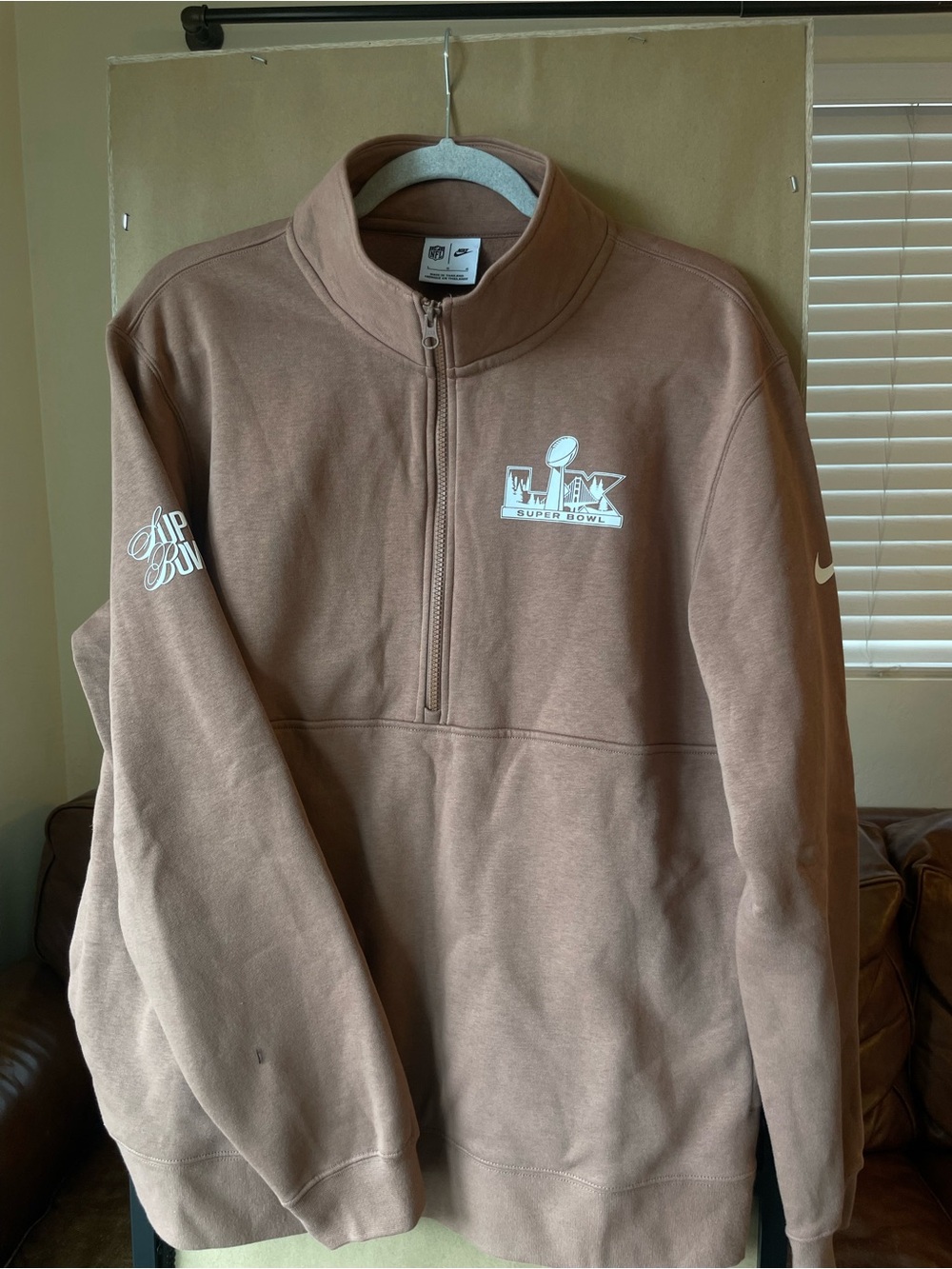 Nike Men’s Brown Super Bowl Half-Zip Pullover Sweater - Brand New